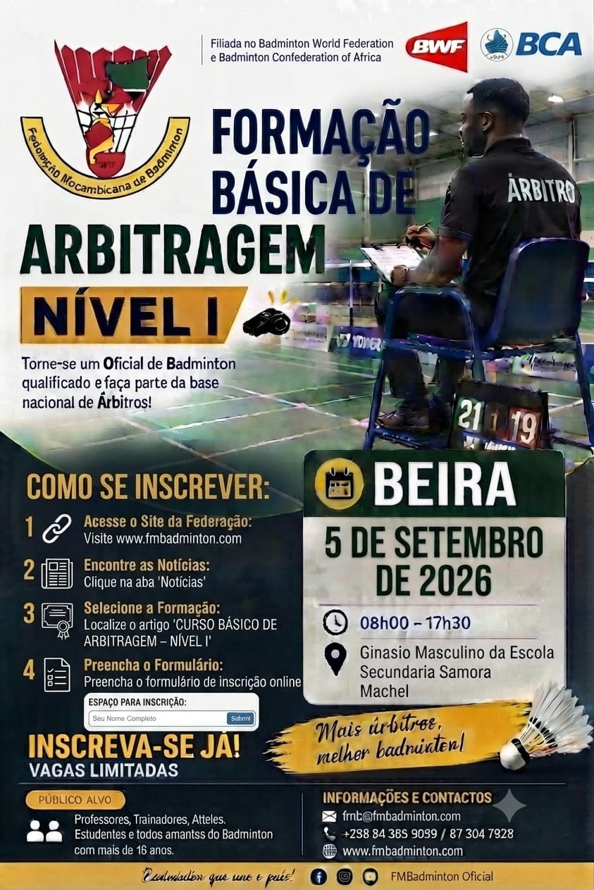 CURSO BÁSICO DE ARBITRAGEM – NÍVEL I — Beira (05.09.2026)